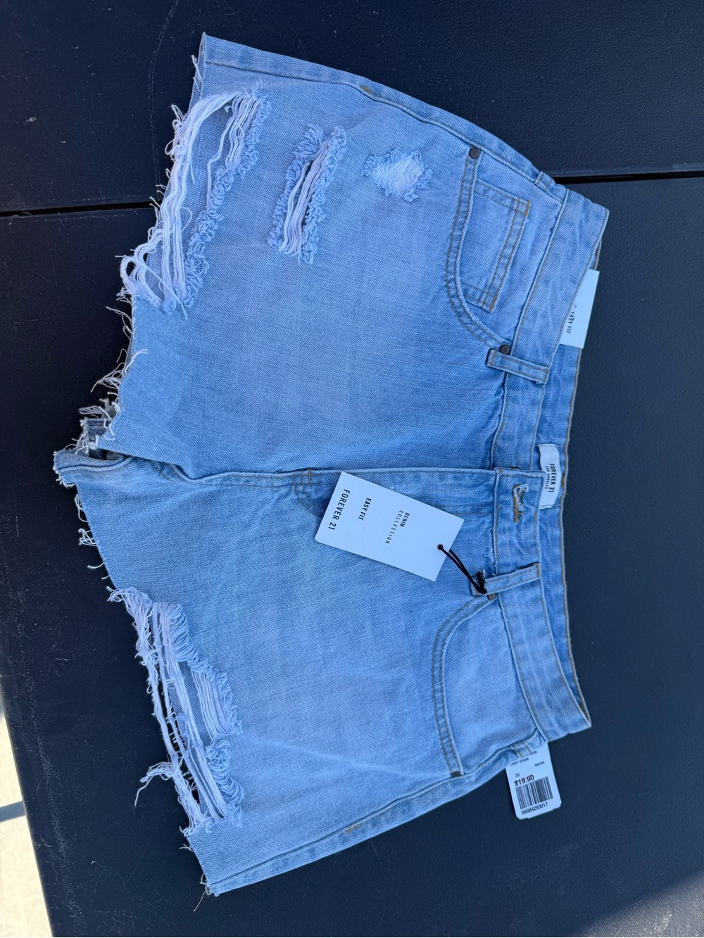 Forever 21 Light Blue Distressed Denim Shorts